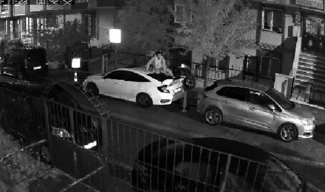 Avcılar'da köpekten korkan genç koşarak otomobilin üzerine çıktı