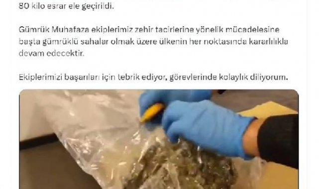 Bakan Bolat: Yalova'da 80 kilo esrar ele geçirildi