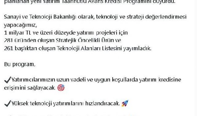 Bakan Kacır: YTAK programında, 281 stratejik öncelikli ürün ve 261 teknoloji alanı belirlendi