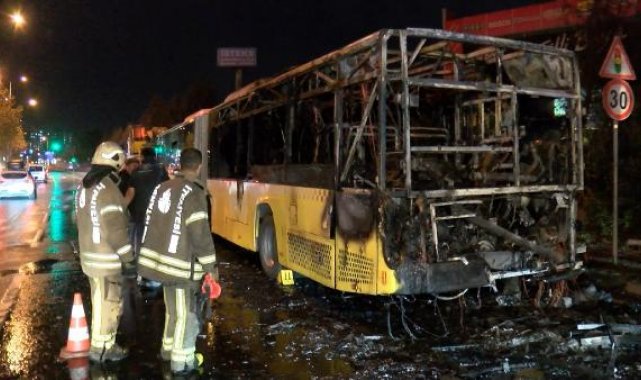 -Başakşehir'de İETT otobüsü alev alev yandı