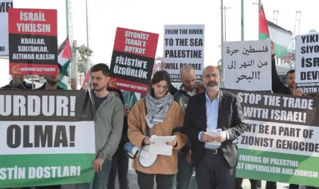 Beylikdüzü'ndeki Ambarlı Limanı'nda İsrail protestosu