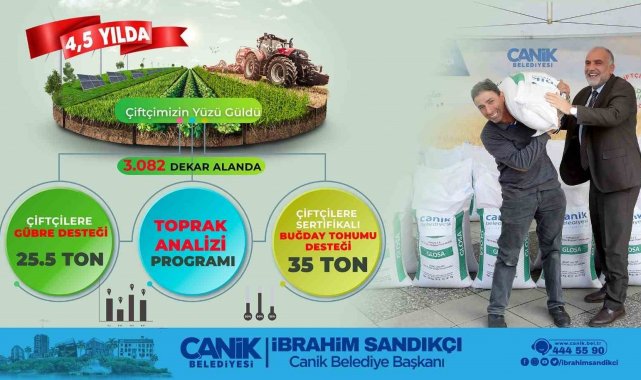 Canik'te çiftçilere 25,5 ton gübre ve 35 ton buğday tohumu desteği