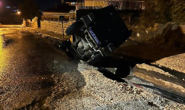 Devrilen zırhlı araçta hasar oluştu