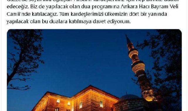 Erbaş: Gazze'de soykırıma uğrayan Filistinliler için dua edeceğiz