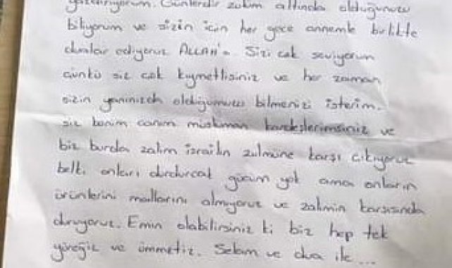 Eskişehirli küçük çocuktan Gazze'deki kardeşlerine duygulandıran mektup