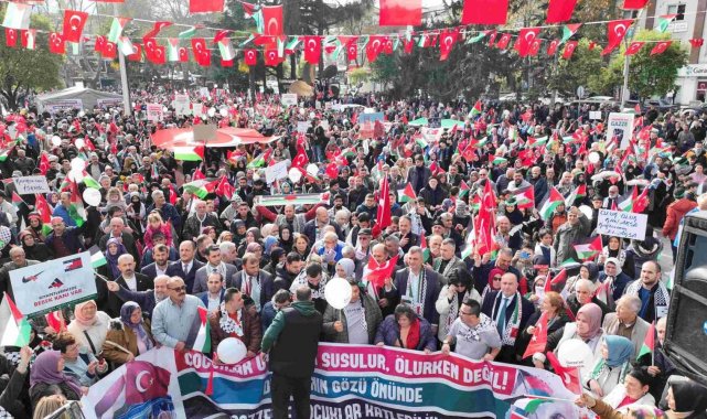 Gölcük'te binlerce kişi Filistin için yürüdü