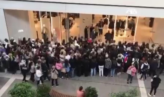Güvenlik kontrolünden geçenler mağazalara böyle akın etti