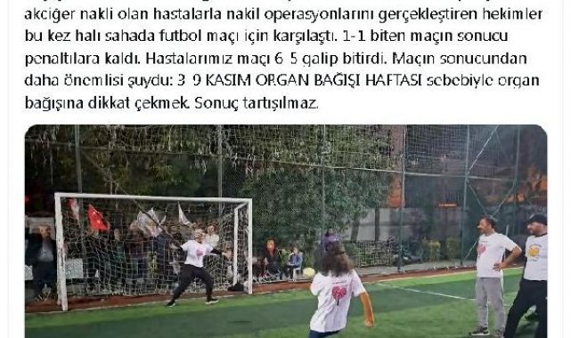 Hastalar ve cerrahlar halı sahada futbol oynadı
