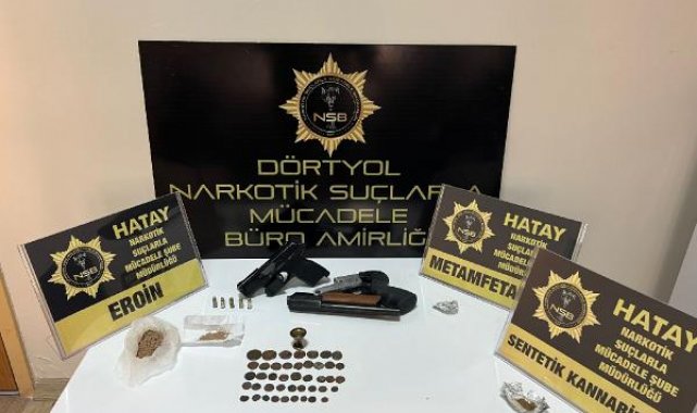 Hatay'da uyuşturucu ve tarihi eser kaçakçılığı operasyonu: 3 gözaltı