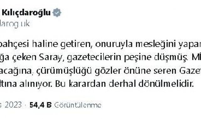 Kılıçdaroğlu'ndan, Tolga Şardan'ın gözaltına alınmasına tepki