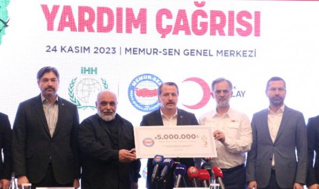 Memur-Sen'den Filistinli mağdurlar için 5 milyon TL bağış