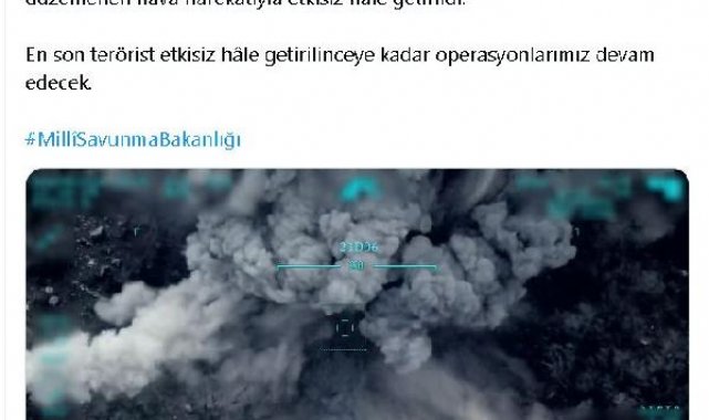 MSB: Irak'ın kuzeyinde 6 terörist etkisiz hale getirildi