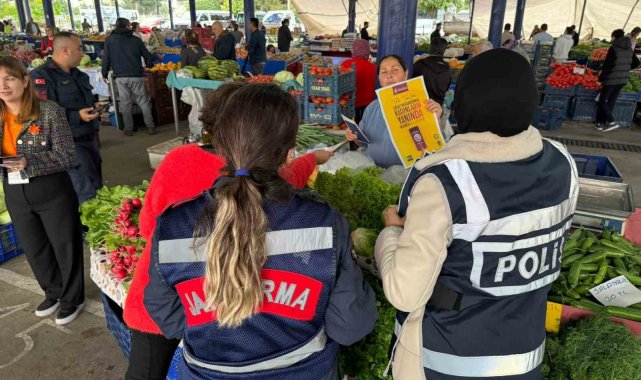 Polis ve jandarma Marmaris'te 'kadına el kalkamaz' dedi
