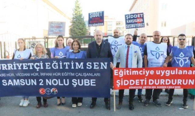 Samsun'da öğretmene şiddet iddiası; sendika üyelerinden protesto