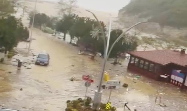 Şile'de fırtına: Dere taştı, yollar göle döndü-1