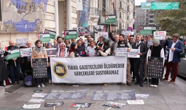 Taksim'de gazetecilerden Filistin'deki meslektaşlarına destek açıklaması