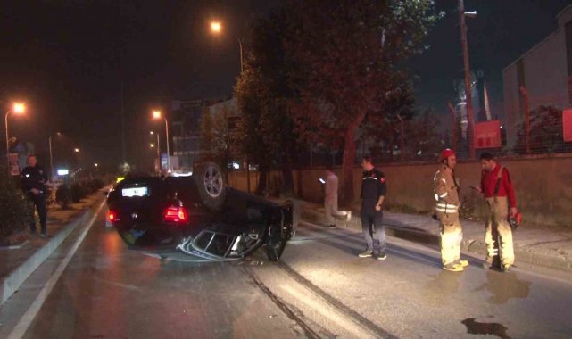 Tuzla'da alkollü sürücünün kullandığı araç takla atarak durabildi