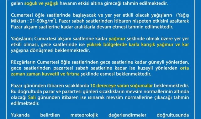 Uşak Valiliği'nden yağışlı ve soğuk hava uyarısı