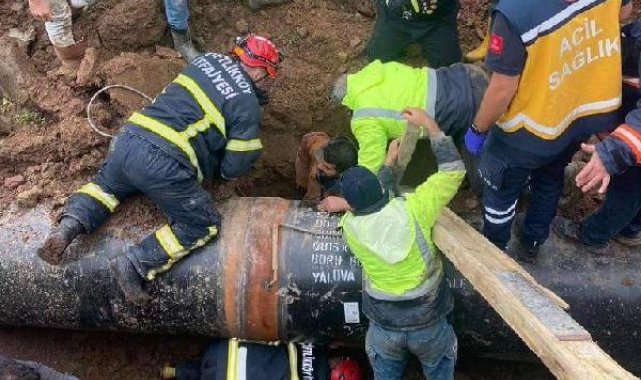 Yalova'da, içme suyu hattı yenileme çalışmasında göçükte kalan işçi kurtarıldı