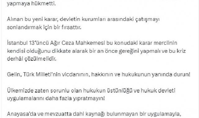 Akşener: İstanbul 13'üncü Ağır Ceza Mahkemesi, gereğini yapmalıdır