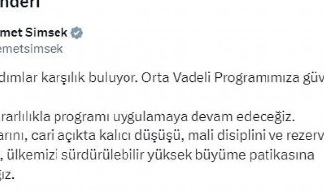 Bakan Şimşek: Ülkemizi sürdürülebilir yüksek büyüme politikasına ulaştıracağız