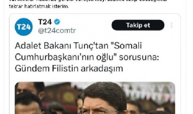 Bakan Tunç'tan kendisiyle ilgili çıkan haberlere yönelik açıklama