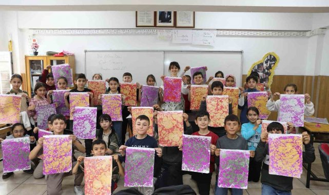 Büyükşehir KAYMEK'ten minikler için okullarında 'ebru' etkinliği