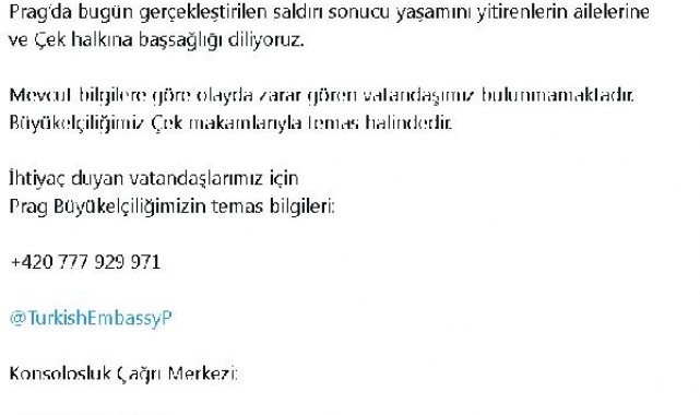 Dışişleri Bakanlığı Sözcüsü Keçeli: Çekya'daki saldırıda zarar gören vatandaşımız yok