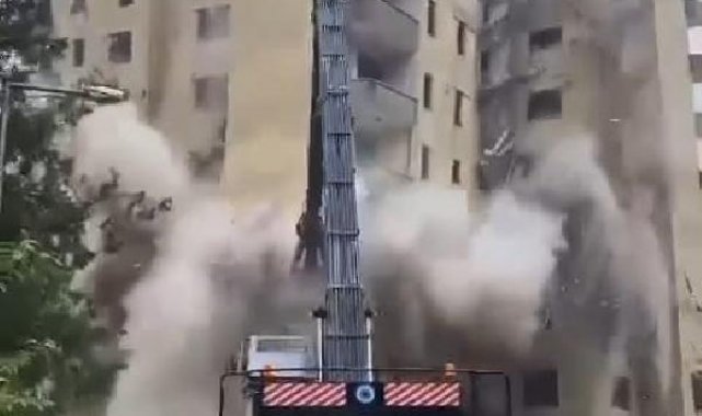 Diyarbakır'da 9 katlı bina yıkılırken çöktü