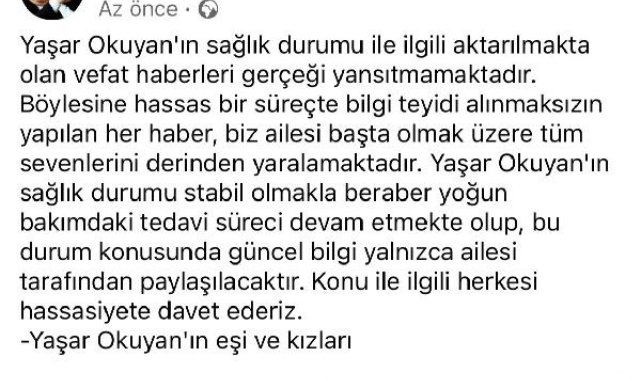 Eski bakan Yaşar Okuyan, entübe edildi