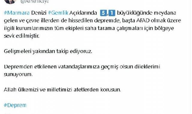 Gemlik Körfezi'nde 5.1 büyüklüğünde deprem; İstanbul ve İzmir'den de hissedildi