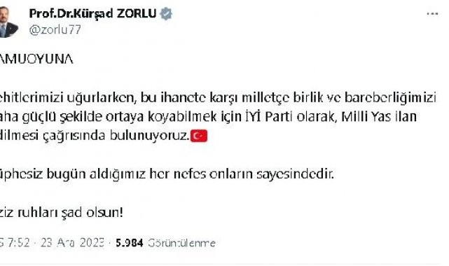 İyi Parti'den 'milli yas' çağrısı