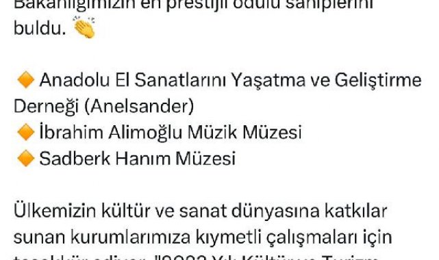 Kültür ve Turizm Bakanlığı Özel Ödülleri, sahiplerini buldu