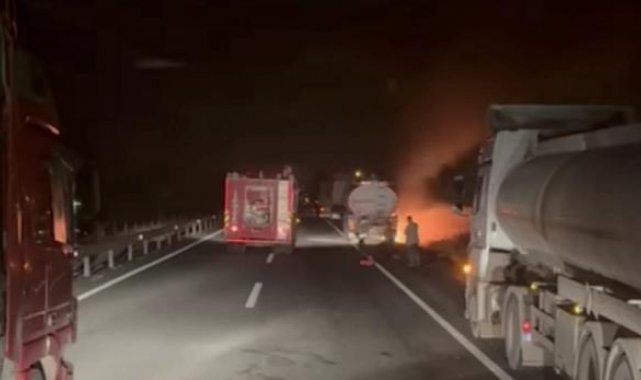 Mardin'de akaryakıt yüklü TIR'ın tekerlekleri alev aldı: 2 yaralı