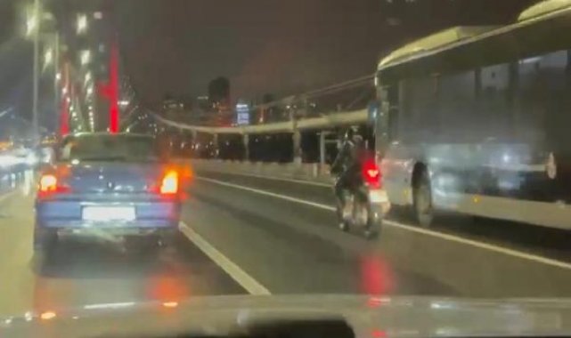 Motosikletlilere köprüde metrobüs perdesi