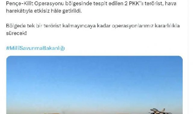 MSB: 2 terörist etkisiz hale getirildi