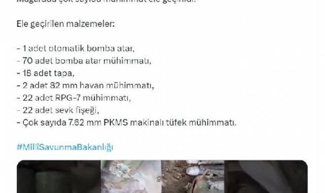 MSB: Teröristlere ait çok sayıda mühimmat ele geçirildi
