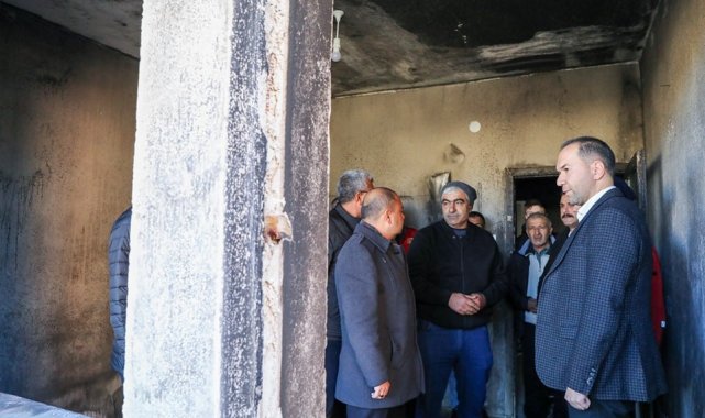 Niğde'de evi yanan ailelere Başkan Özdemir'den ziyaret