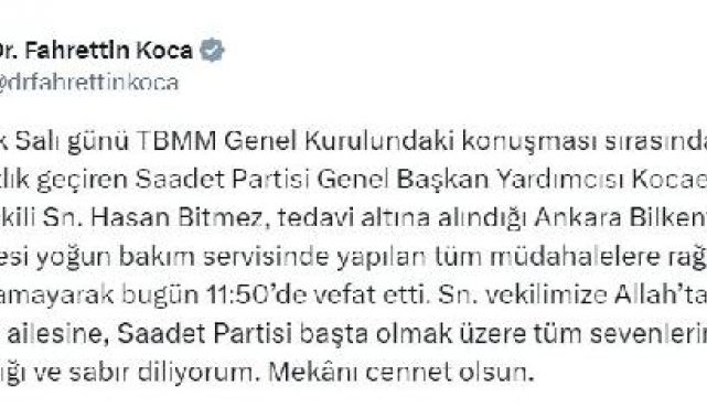 Saadet Partili Bitmez, hayatını kaybetti