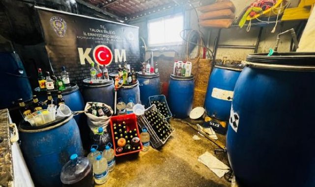Yalova'da 1549 litre sahte içki ele geçirildi, 2 şüpheli gözaltında