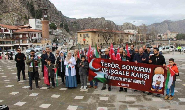 Amasya'da hekim ve sağlık çalışanlarından İsrail'e tepki yürüyüşü