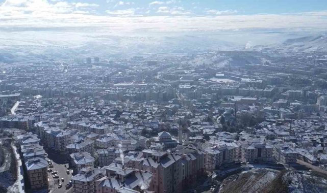 Beyaz örtü ile kaplanan Çankırı havadan görüntülendi