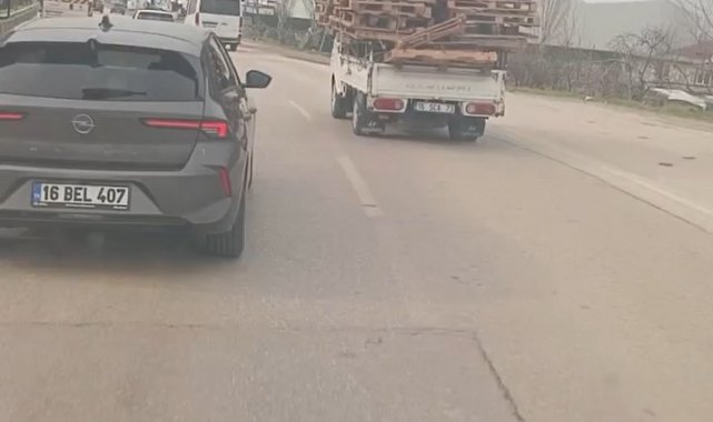 Bursa'da tehlikeli taşımacılık kamerada