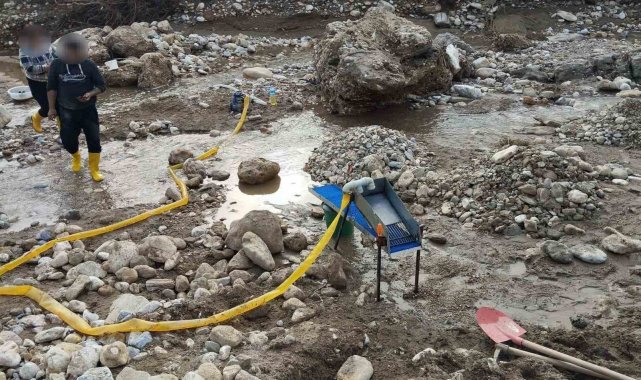 Dere yatağında izinsiz altın arayan 6 şüpheli yakalandı