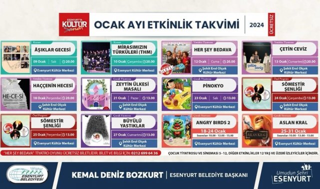 Esenyurt'ta kültür sanat dolu bir ocak ayı programı