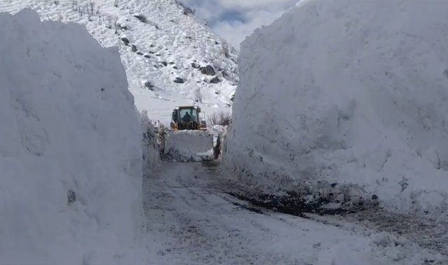 Yüksekova'da 5 metreyi geçen kar tünellerinde çalışma