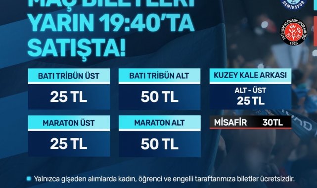Adana Demirspor - Fatih Karagümrük maçının biletleri satışa çıkıyor