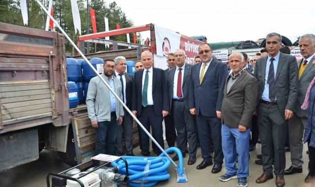 Alabalık üreticilerine dezenfektan ve havuz süpürgesi desteği