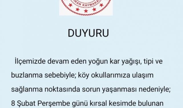 Çaldıran'da taşımalı eğitime 1 gün ara
