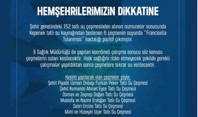 Temiz sanılan sular kirli çıktı, belediye o çeşmeleri kapatma kararı aldı